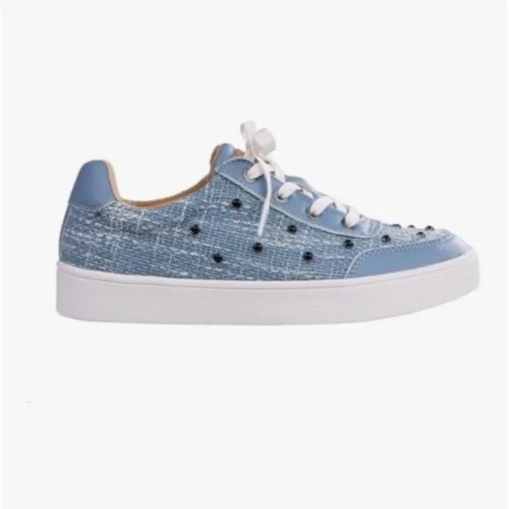 NWB Women’s Revitalign Belmont Pearl Blue Tweed Sneakers Size 7.5